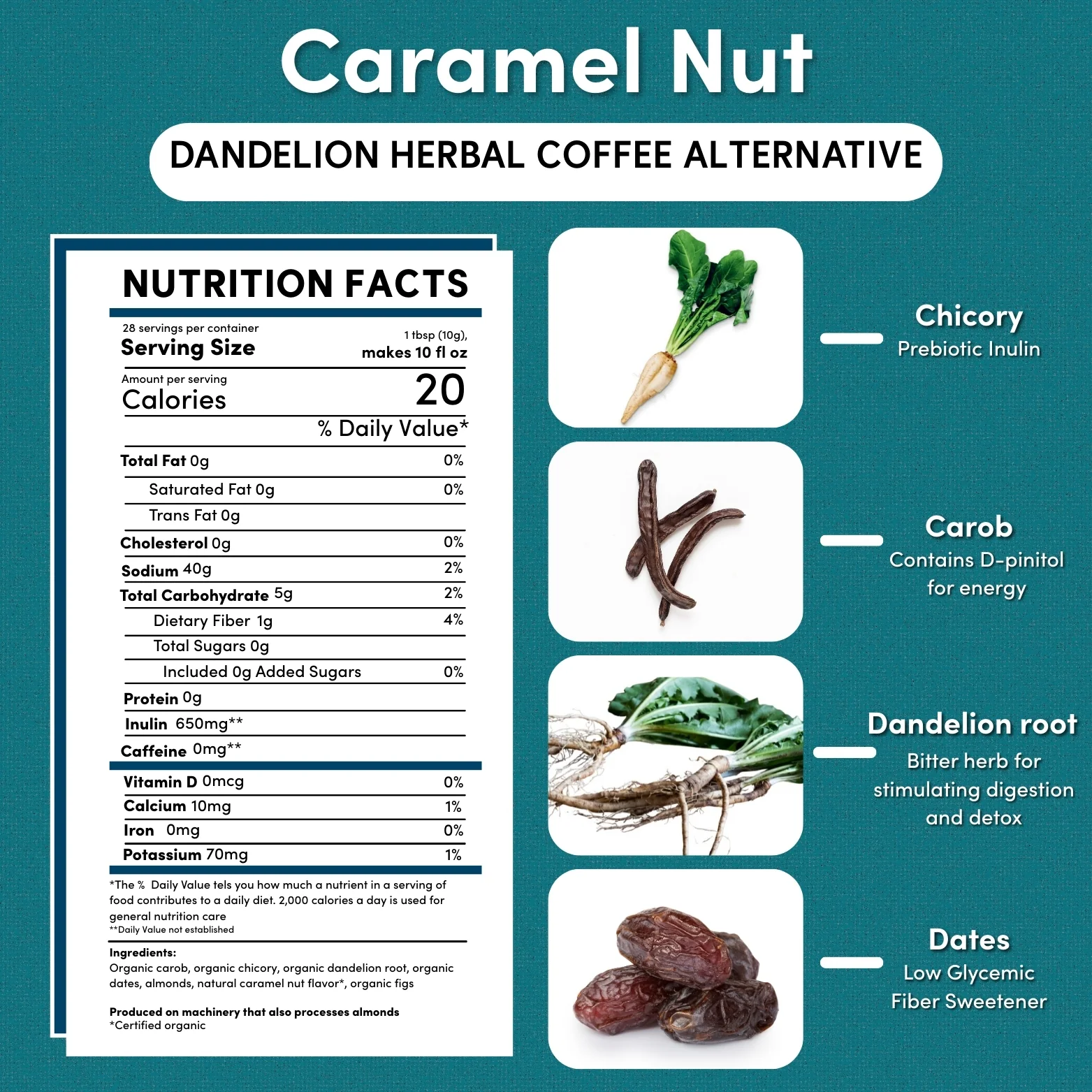 Dandelion Caramel Nut Chicory Herbal Coffee - Image 6