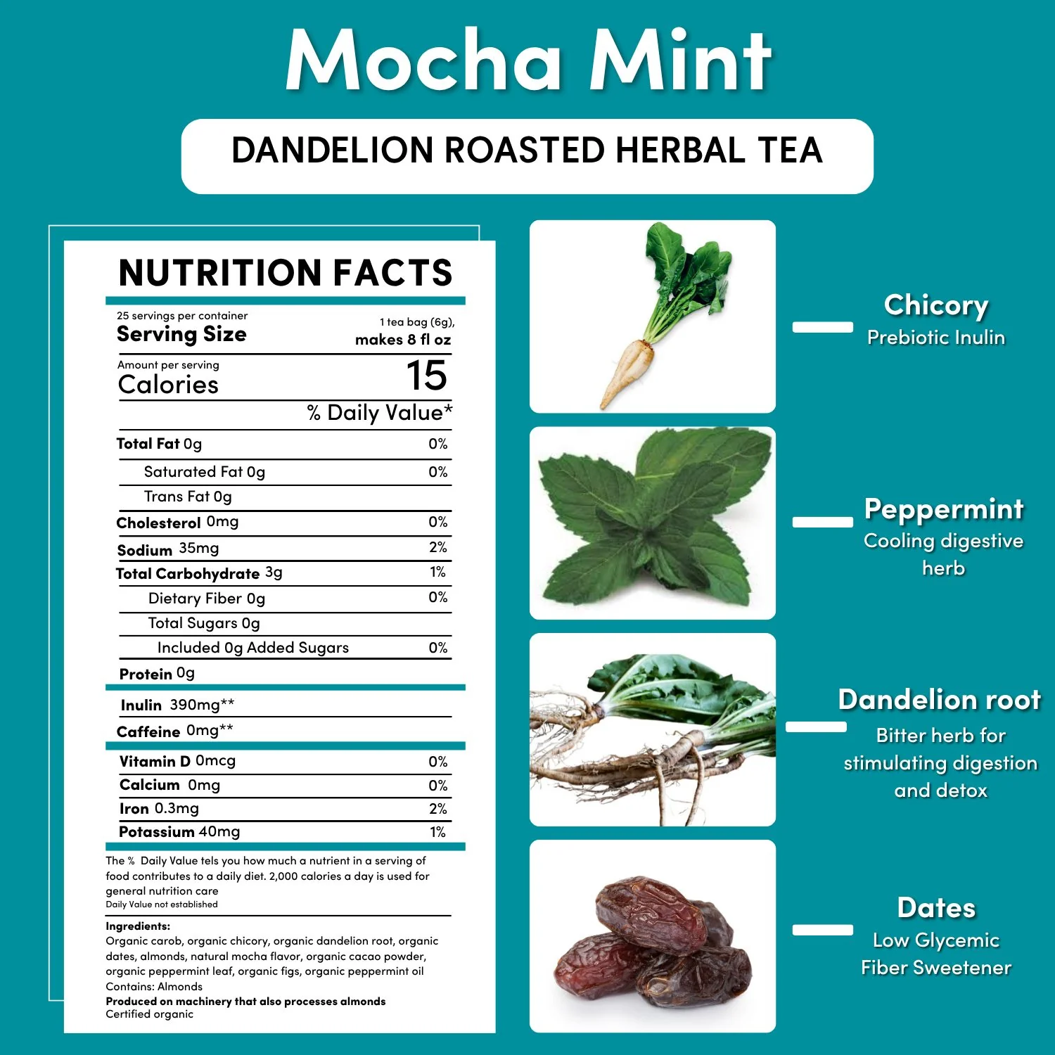 Dandelion Mocha Mint Roasted Herbal Tea - Image 11