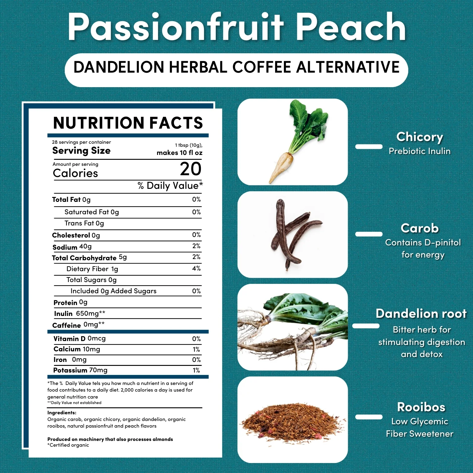 Dandelion Passionfruit Peach Herbal Coffee - Image 4