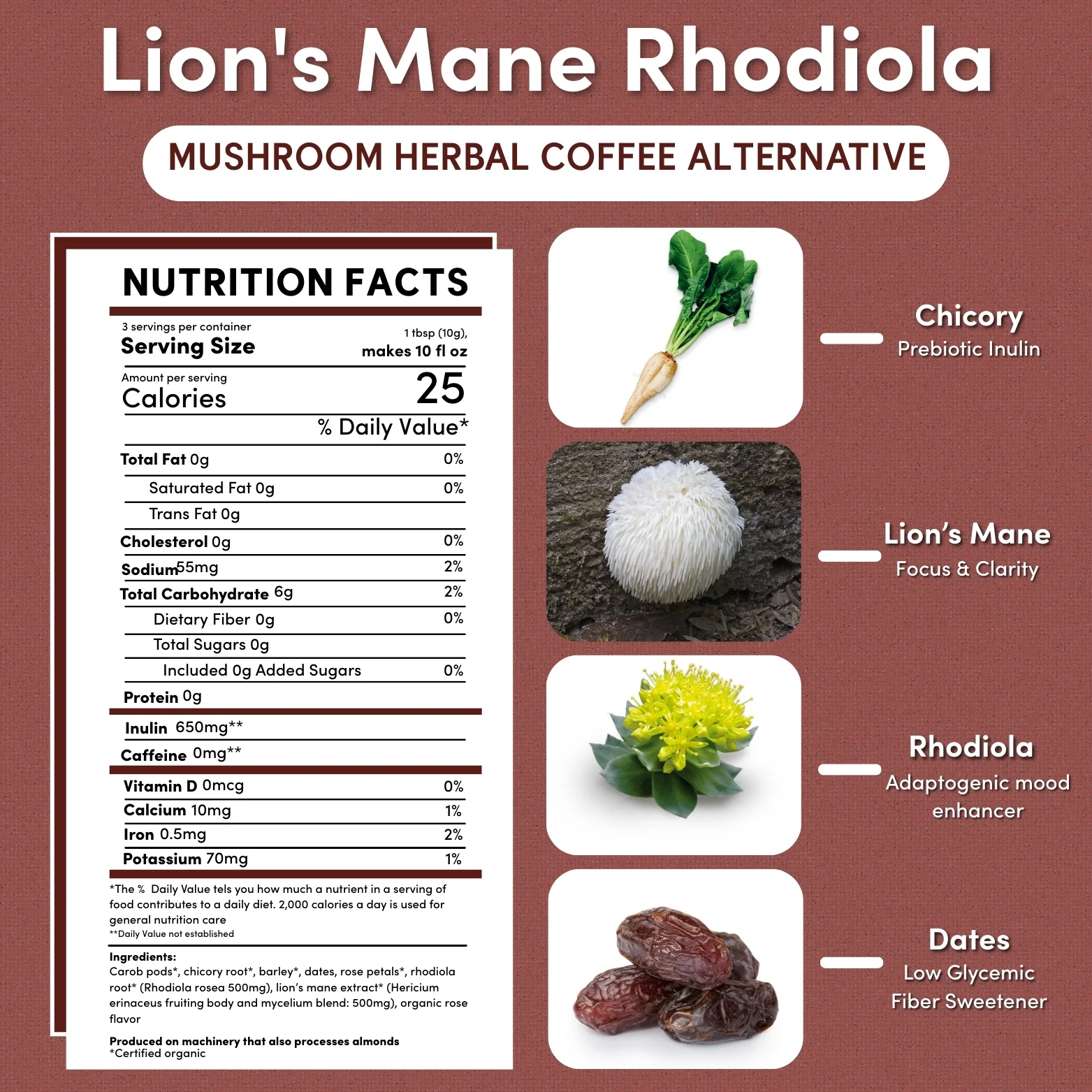 Lion's Mane Rhodiola Rose Mushroom Herbal Coffee - Image 8