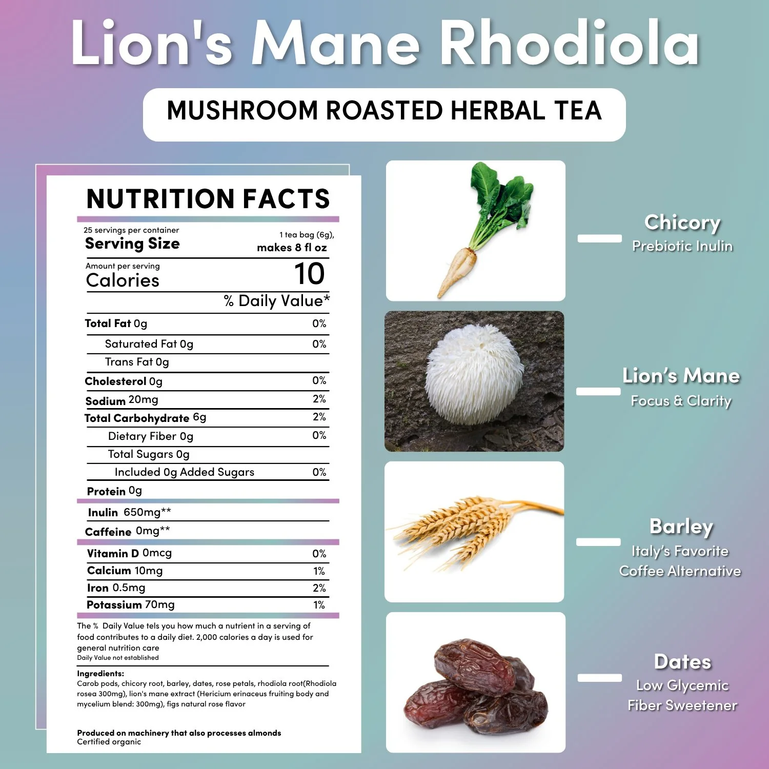 Lion's Mane Rhodiola Rose Mushroom Herbal Tea - Image 12
