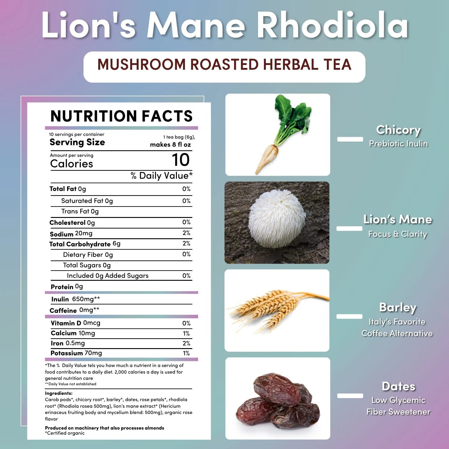Lion's Mane Rhodiola Rose Mushroom Herbal Tea - Image 18